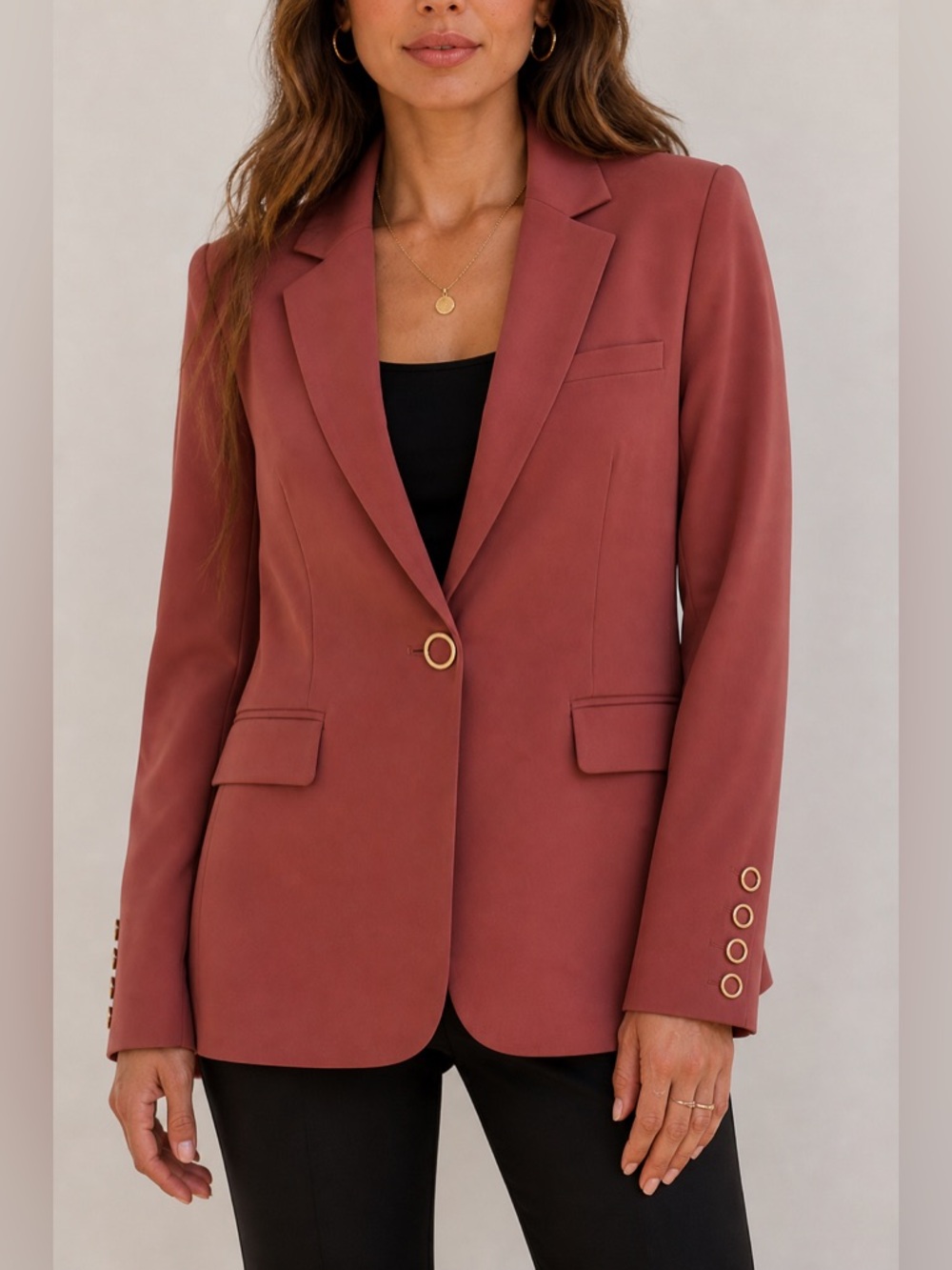 J.O.A Tailored Blazer XS Dusty Rose Structured One-Button Chic Workwear Jacket